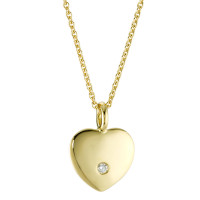 Collar con colgante 750/oro amarillo de 18 quilates Diamante 0.02 ct, w-si Corazón 45 cm-362133