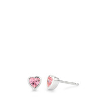 Pendientes Plata Circonita rosa, 2 piedras Plateado Corazón-555472