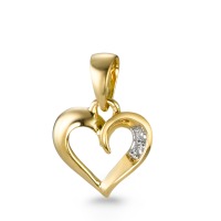 Colgante 750/oro amarillo de 18 quilates Diamante 0.01 ct, 2 piedras, w-si Corazón Ø9 mm-570734