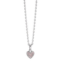 Collar con colgante Plata Circonita rosa Rodio plateado Corazón 38-40 cm Ø7 mm-582428