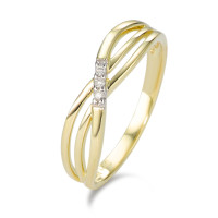 Anillo de dedo Oro amarillo de 375/9K Diamante blanco, 0.025 ct, 3 piedras, [Brillant], p1
