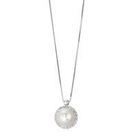 Collar 750/oro blanco de 18 quilates Diamante 0.18 ct, w-si Perla cultivada de agua dulce 39-42 cm