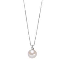 Collar 750/oro blanco de 18 quilates Diamante 0.01 ct, w-si Perla cultivada de agua dulce 39-42 cm