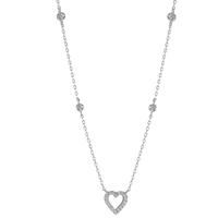 Collar Plata Circonita Rodio plateado Corazón 40-45 cm