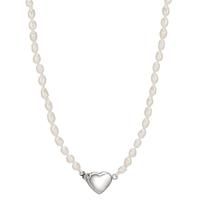 Collar Plata Perla cultivada de agua dulce Corazón 43 cm-607433