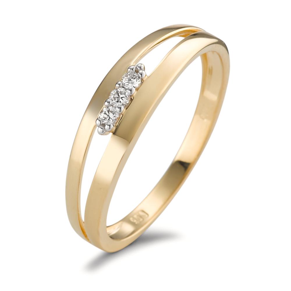 Anillo de dedo 750/oro amarillo de 18 quilates Diamante 0.05 ct, 3 piedras, [Brillant], w-si-594918
