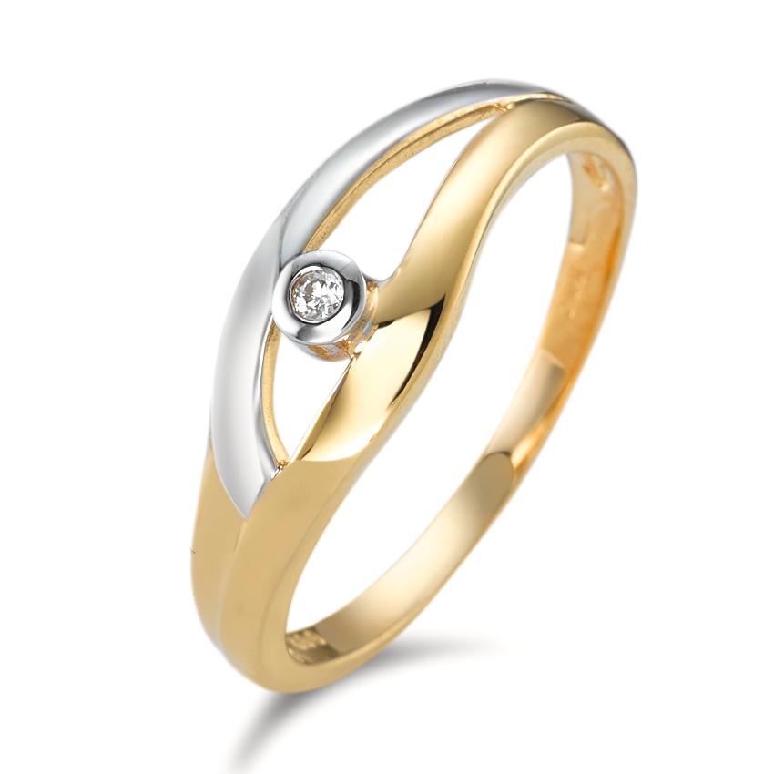 Anillo de dedo 750/oro amarillo de 18 quilates Diamante 0.02 ct, w-pi2