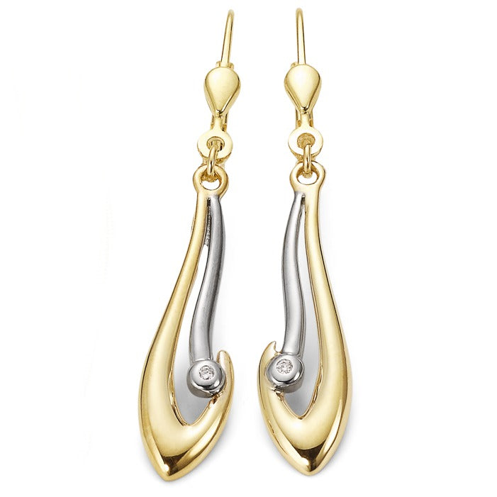 Pendientes 750/oro amarillo de 18 quilates Diamante 0.02 ct, 2 piedras, w-pi2