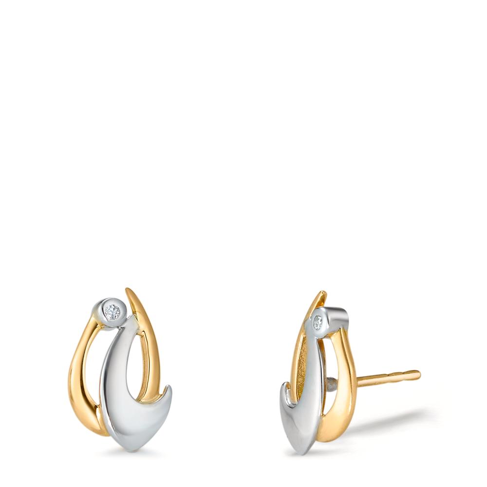 Pendientes 750/oro amarillo de 18 quilates, 750/oro blanco de 18 quilates Diamante 0.02 ct, 2 piedras, p1