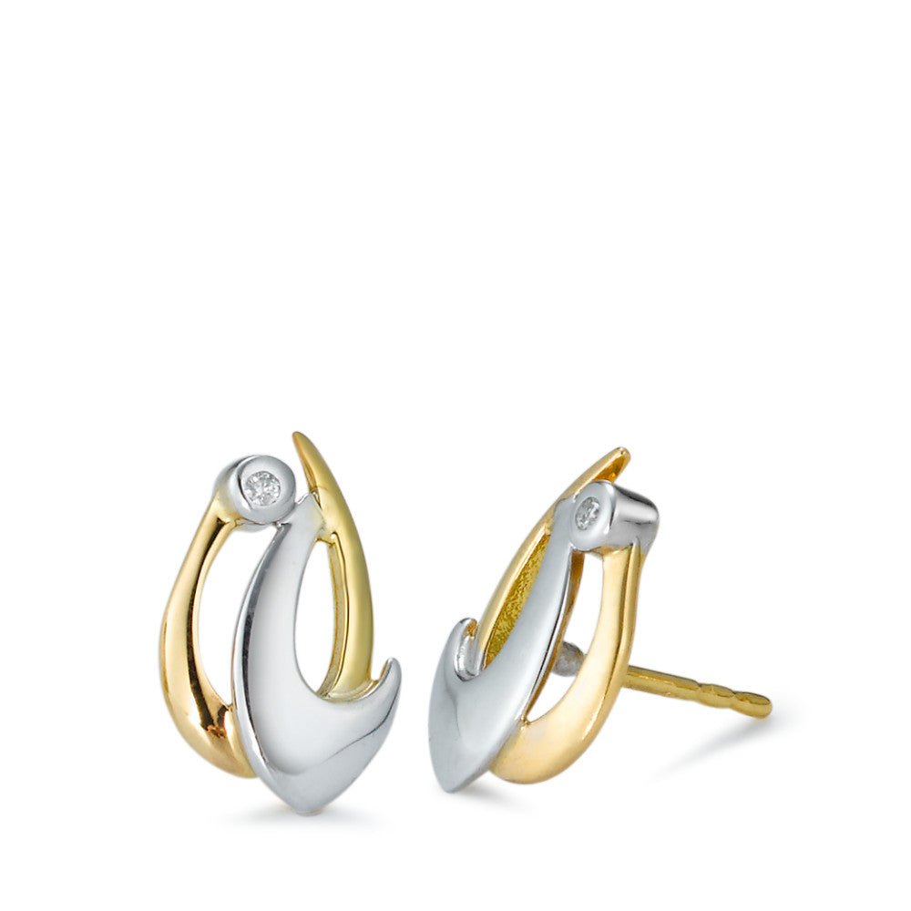 Pendientes 750/oro amarillo de 18 quilates, 750/oro blanco de 18 quilates Diamante 0.02 ct, 2 piedras, p1