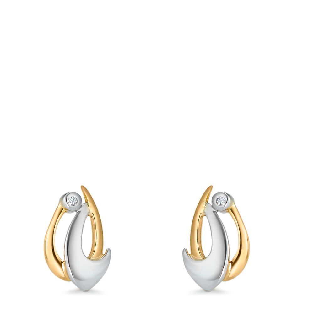 Pendientes 750/oro amarillo de 18 quilates, 750/oro blanco de 18 quilates Diamante 0.02 ct, 2 piedras, p1