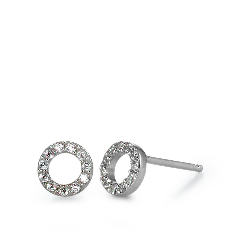 Pendientes Plata Circonita 22 piedras Rodio plateado Ø7 mm