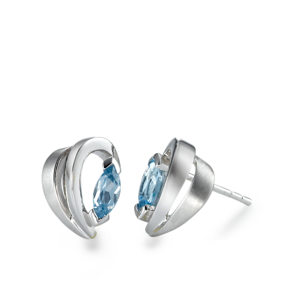 Pendientes Plata Cristal azul, 2 piedras Rodio plateado