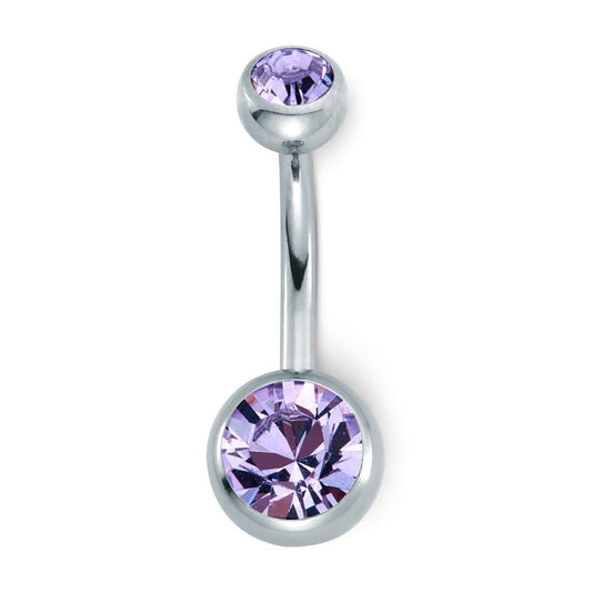 Piercing de ombligo Acero inoxidable Cristal lavanda, [rund], 6 mm