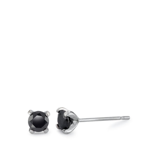 Pendientes Acero inoxidable Circonita 2 piedras Ø4 mm