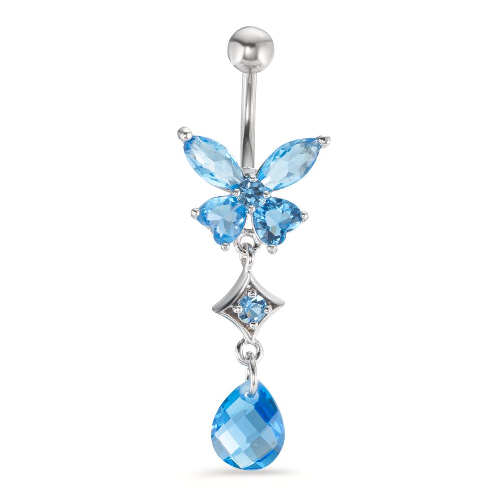 Piercing de ombligo Acero inoxidable Cristal Azul claro, 7 piedras