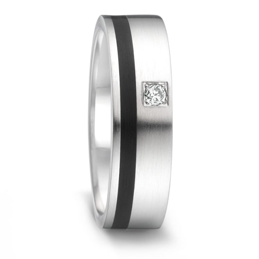 Anillo de pareja Acero inoxidable, Cerámica Diamante 0.04 ct, tw-si