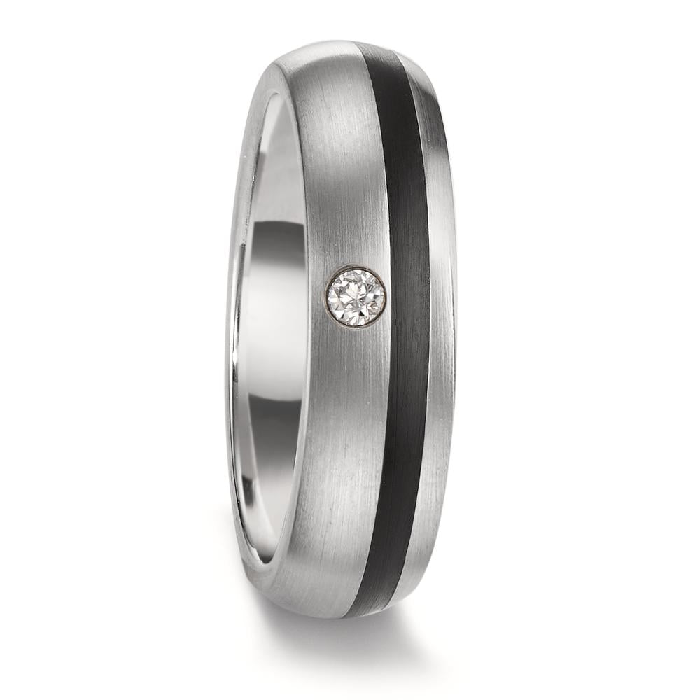 Anillo de pareja Acero inoxidable, Cerámica Diamante 0.04 ct, tw-si