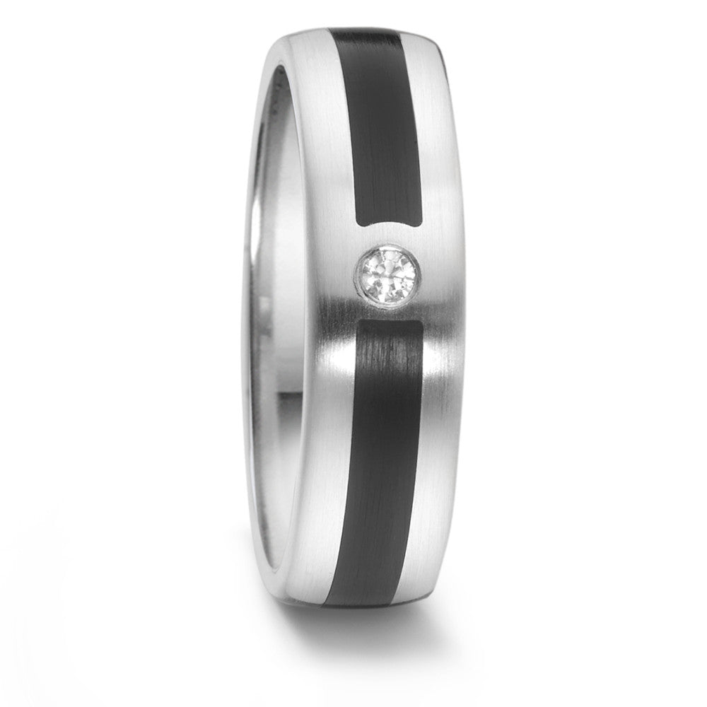 Anillo de pareja Acero inoxidable, Cerámica Diamante 0.04 ct, tw-si