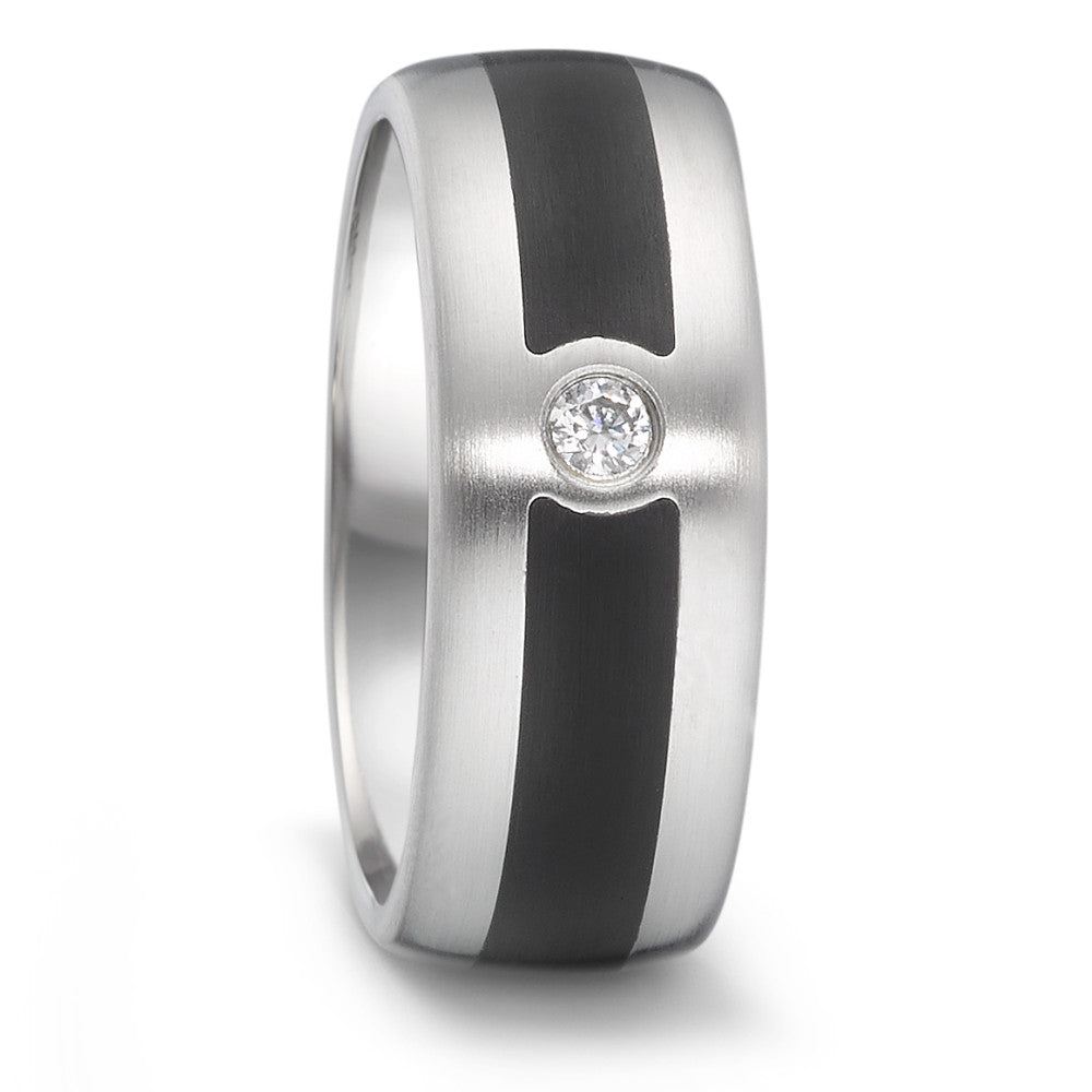 Anillo de pareja Acero inoxidable, Cerámica Diamante 0.06 ct, tw-si