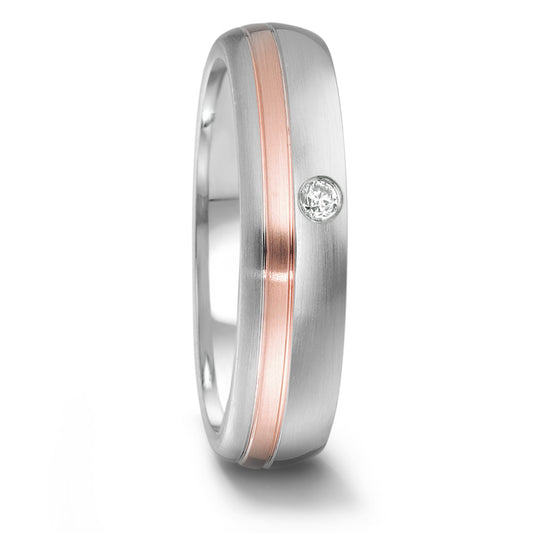 Anillo de pareja Acero inoxidable, 750/oro rosa de 18 quilates Diamante 0.04 ct, tw-si