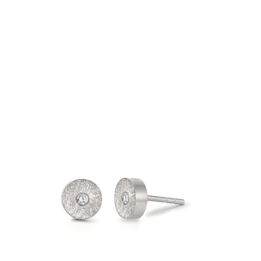 Pendientes Acero inoxidable Diamante 0.024 ct, 2 piedras, tw-si Ø5 mm