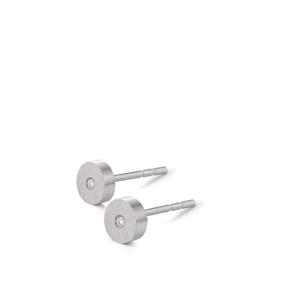 Pendientes Acero inoxidable Diamante 0.024 ct, 2 piedras, tw-si Ø5 mm