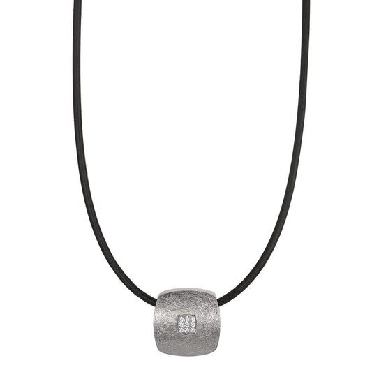 Collar Acero inoxidable, Caucho Diamante 0.072 ct, 9 piedras, tw-si 45 cm Ø2 mm