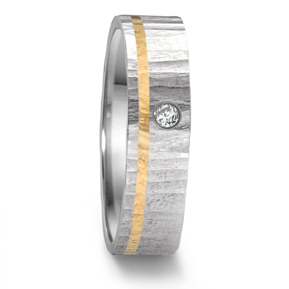 Anillo de pareja Acero inoxidable, 750/oro amarillo de 18 quilates Diamante 0.04 ct, tw-si