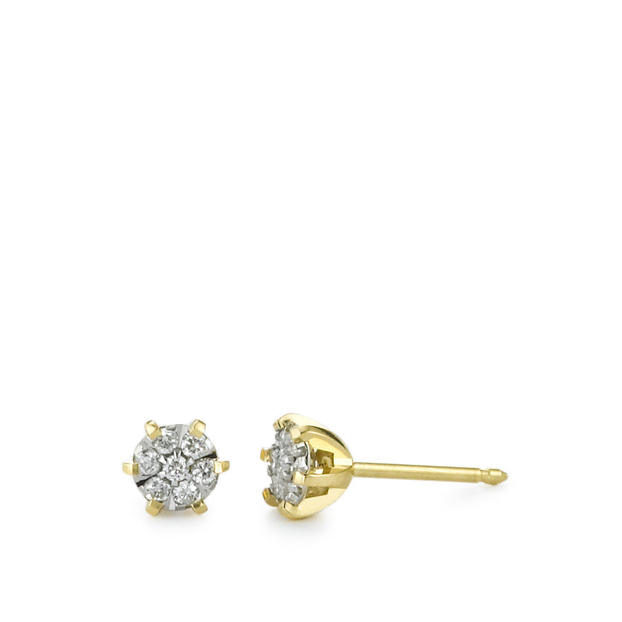 Pendientes 750/oro amarillo de 18 quilates Diamante 0.06 ct, 14 piedras, w-si