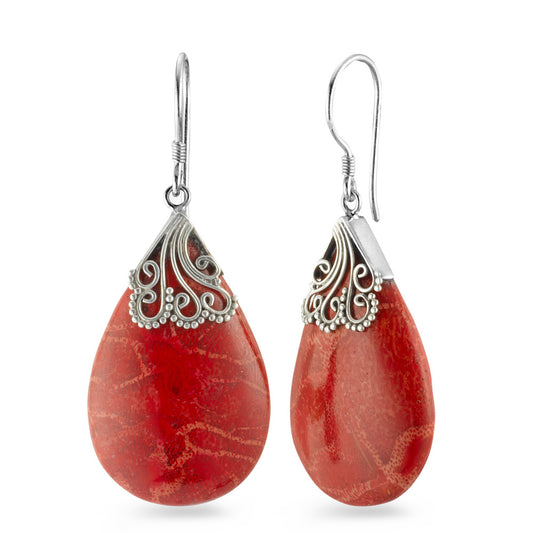 Pendientes Plata Coral