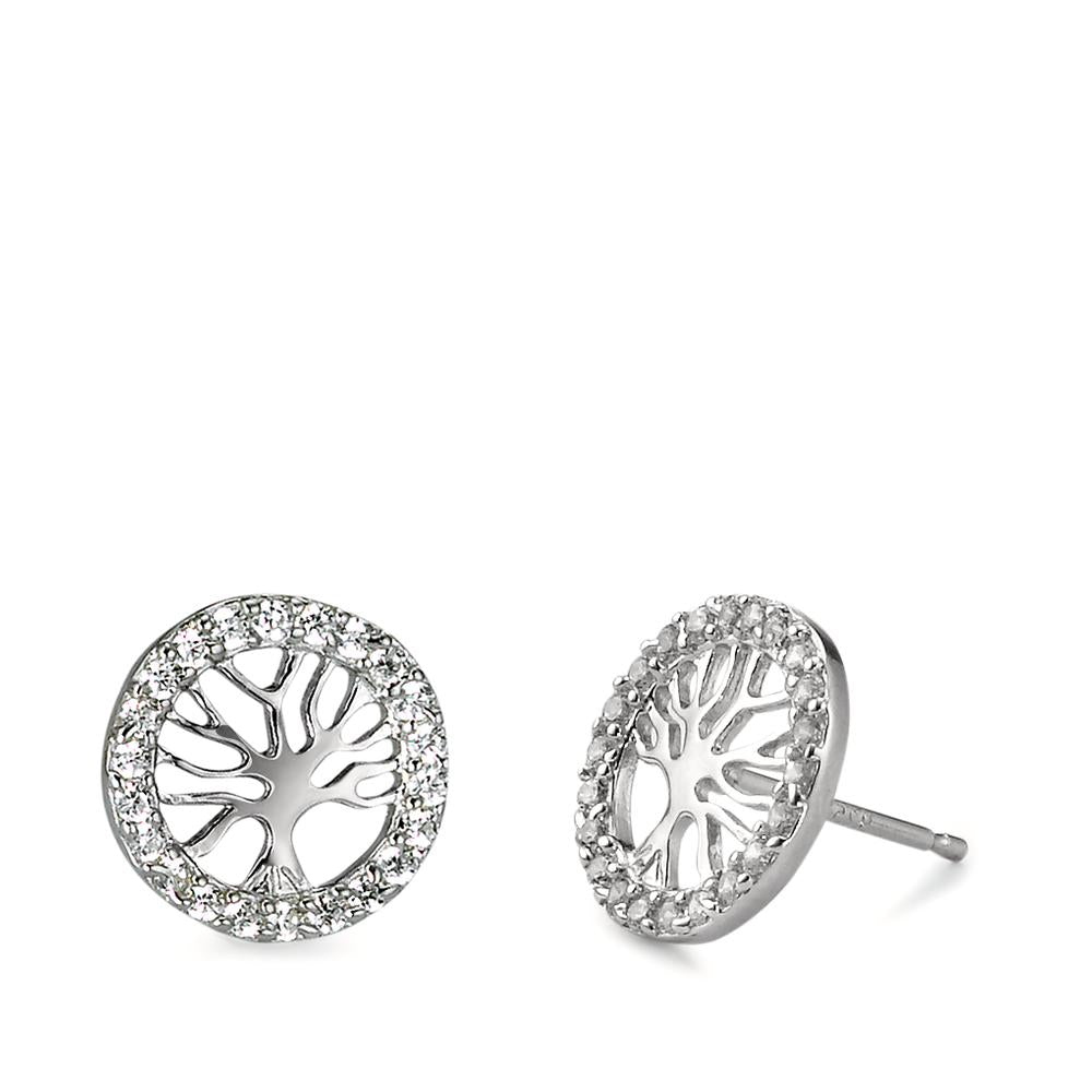 Pendientes Plata Circonita árbol de la vida Ø11 mm