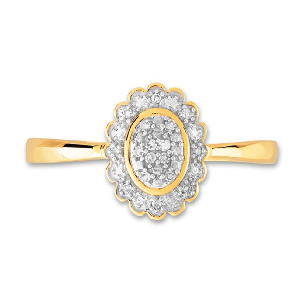 Anillo de dedo Oro amarillo de 375/9K Diamante 0.05 ct, 18 piedras, w-si