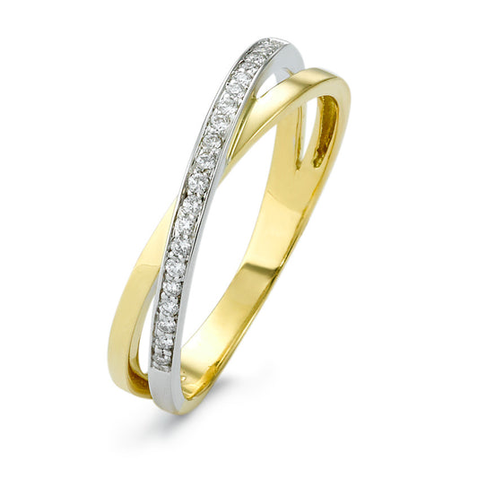 Anillo de dedo 750/oro amarillo de 18 quilates, 750/oro blanco de 18 quilates Diamante 0.10 ct, w-si