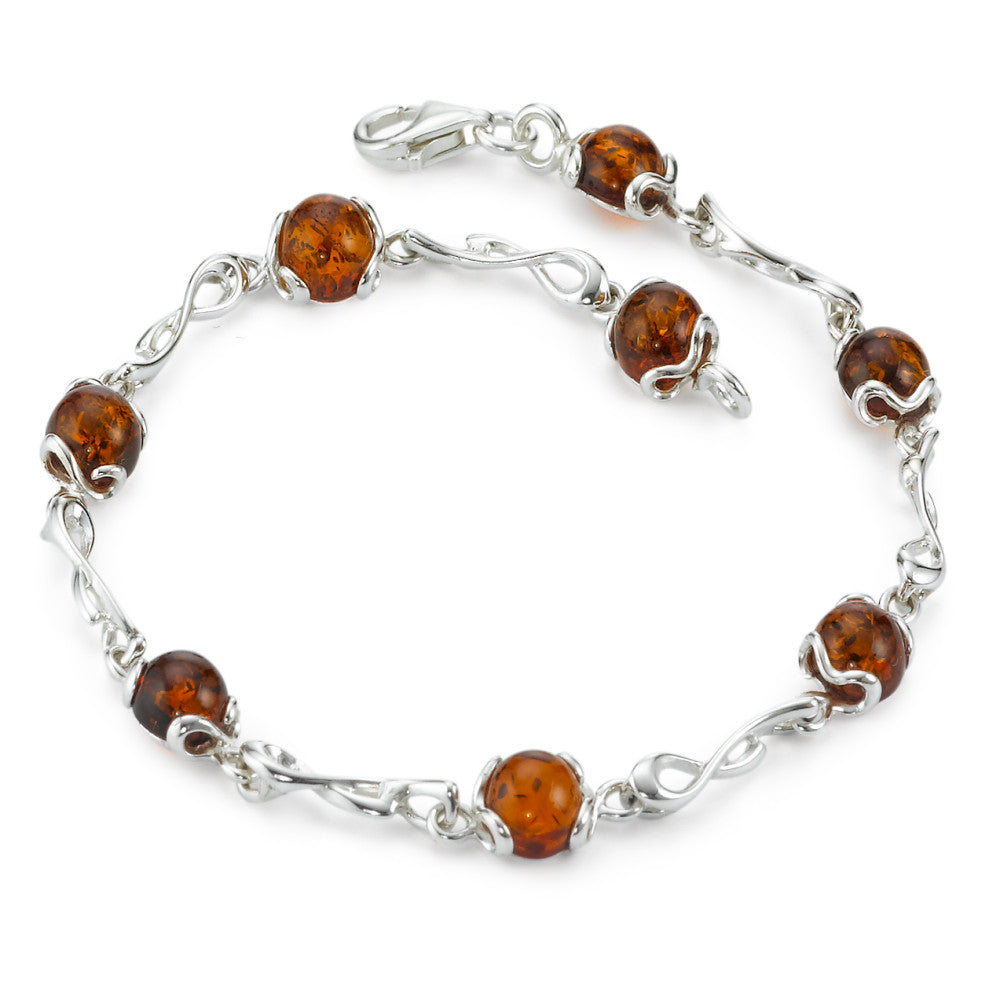 Pulsera Plata Ámbar 8 piedras 19.5 cm