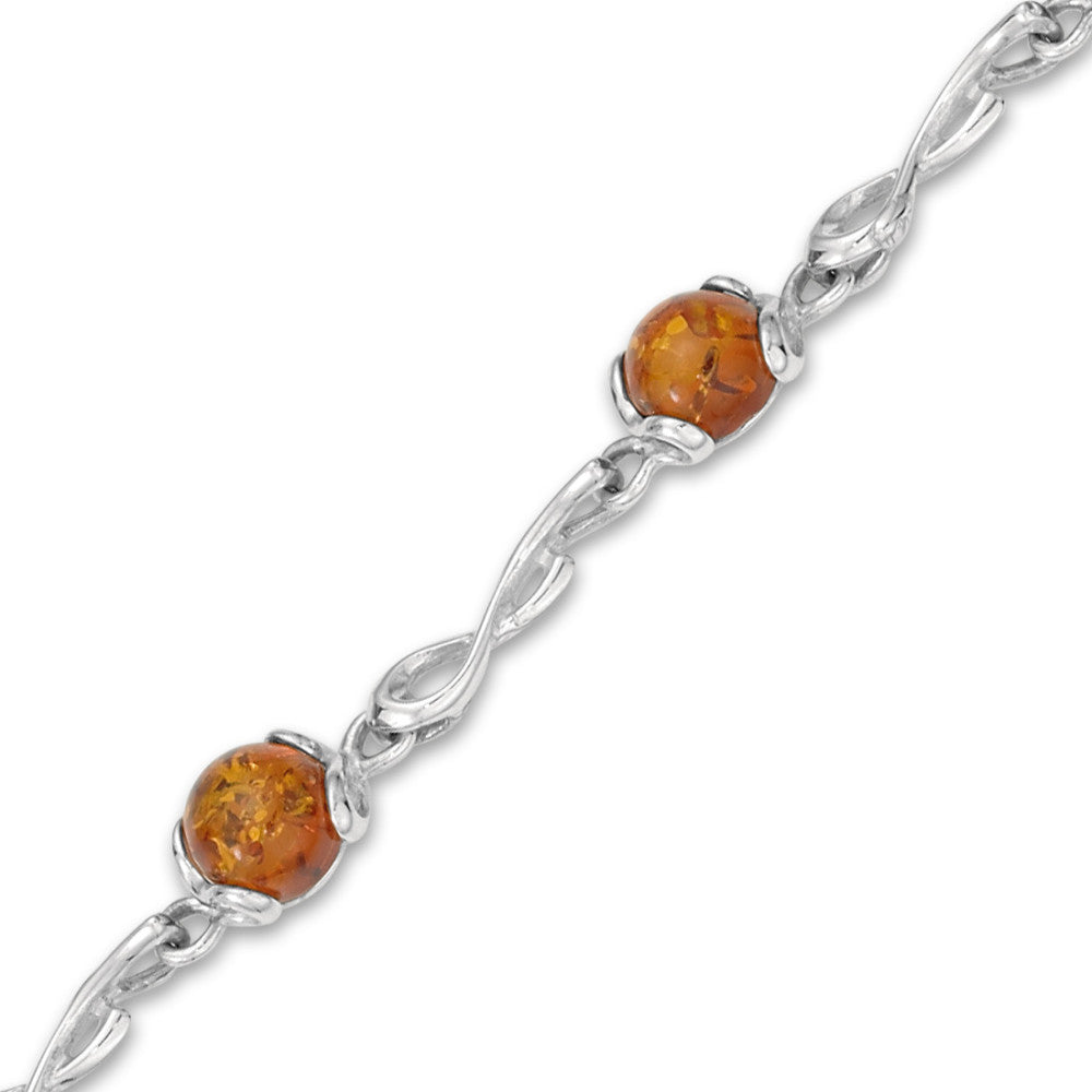 Pulsera Plata Ámbar 8 piedras 19.5 cm