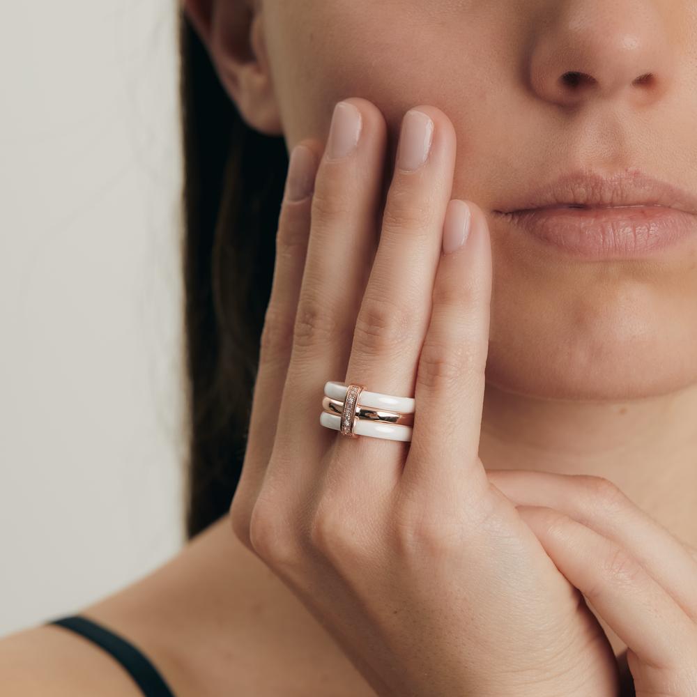 Anillo de dedo Cerámica, Bronce Rosa Dorado