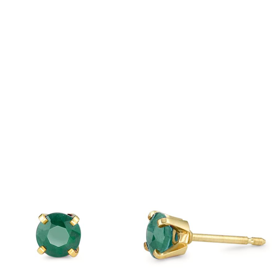 Pendientes 750/oro amarillo de 18 quilates Esmeralda 2 piedras Ø3.5 mm