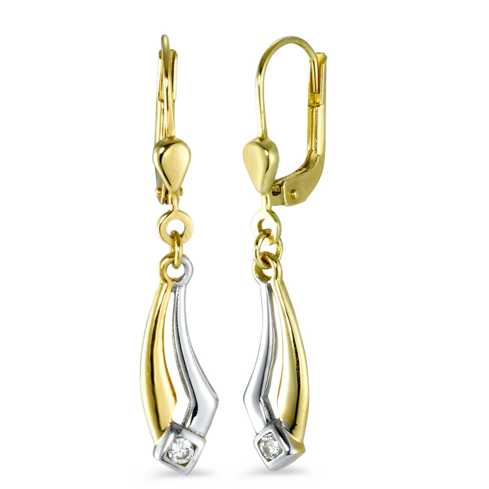 Pendientes 750/oro amarillo de 18 quilates Circonita 2 piedras