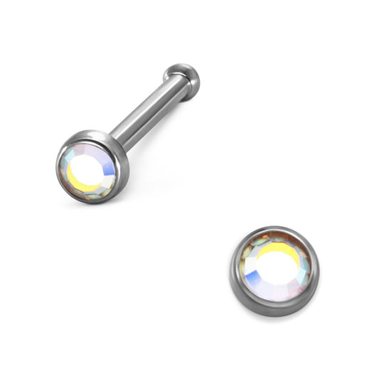 Pendiente de nariz Titanio Cristal color del arcoiris Ø2 mm