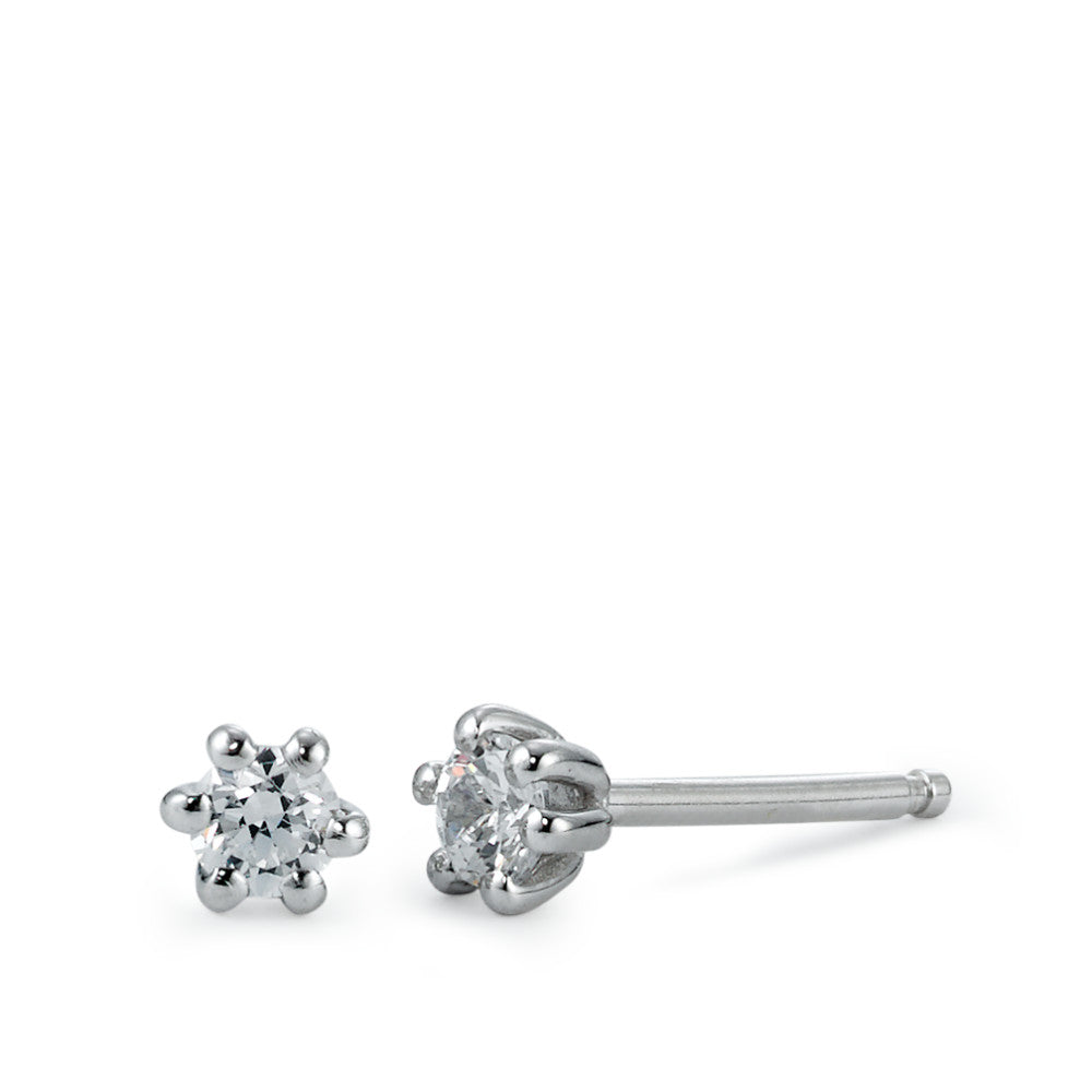 Pendientes Plata Circonita 2 piedras Rodio plateado Ø3 mm