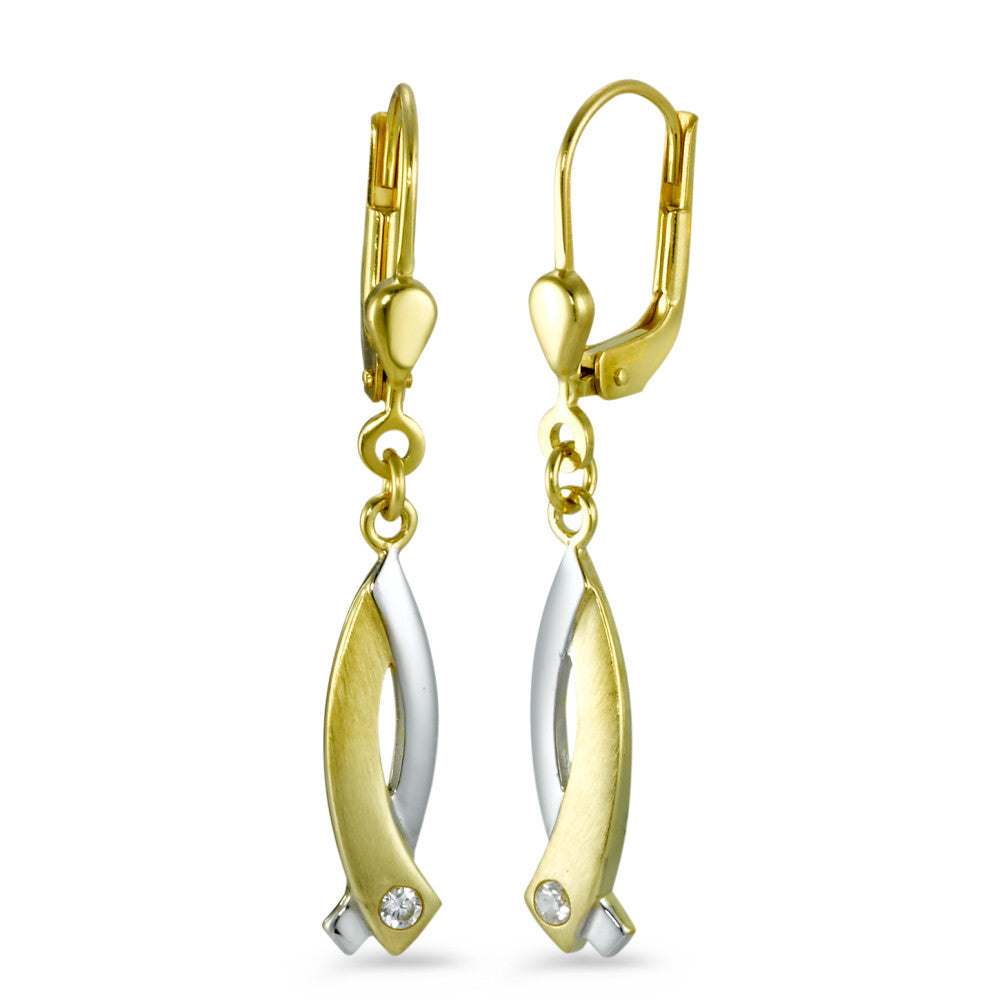 Pendientes 750/oro amarillo de 18 quilates Circonita 2 piedras