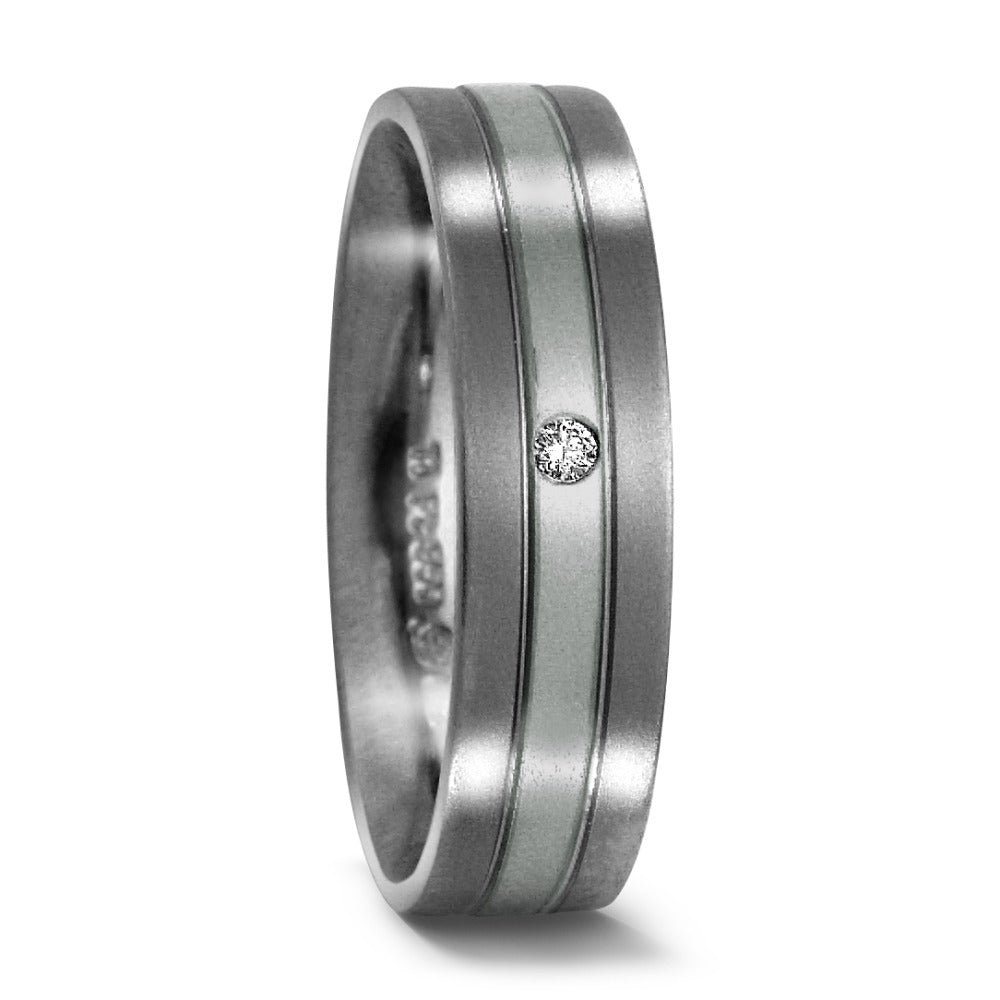 Anillo de pareja Titanio, 950 platino Diamante 0.02 ct, w-si