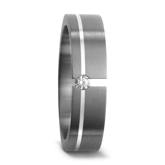 Anillo de pareja Titanio, Plata Diamante 0.05 ct, w-si