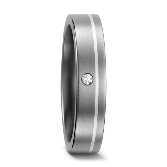 Anillo de pareja Titanio, Plata Diamante 0.03 ct, w-si