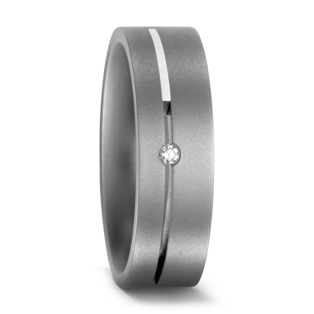 Anillo de pareja Titanio, Plata Diamante 0.02 ct, w-si