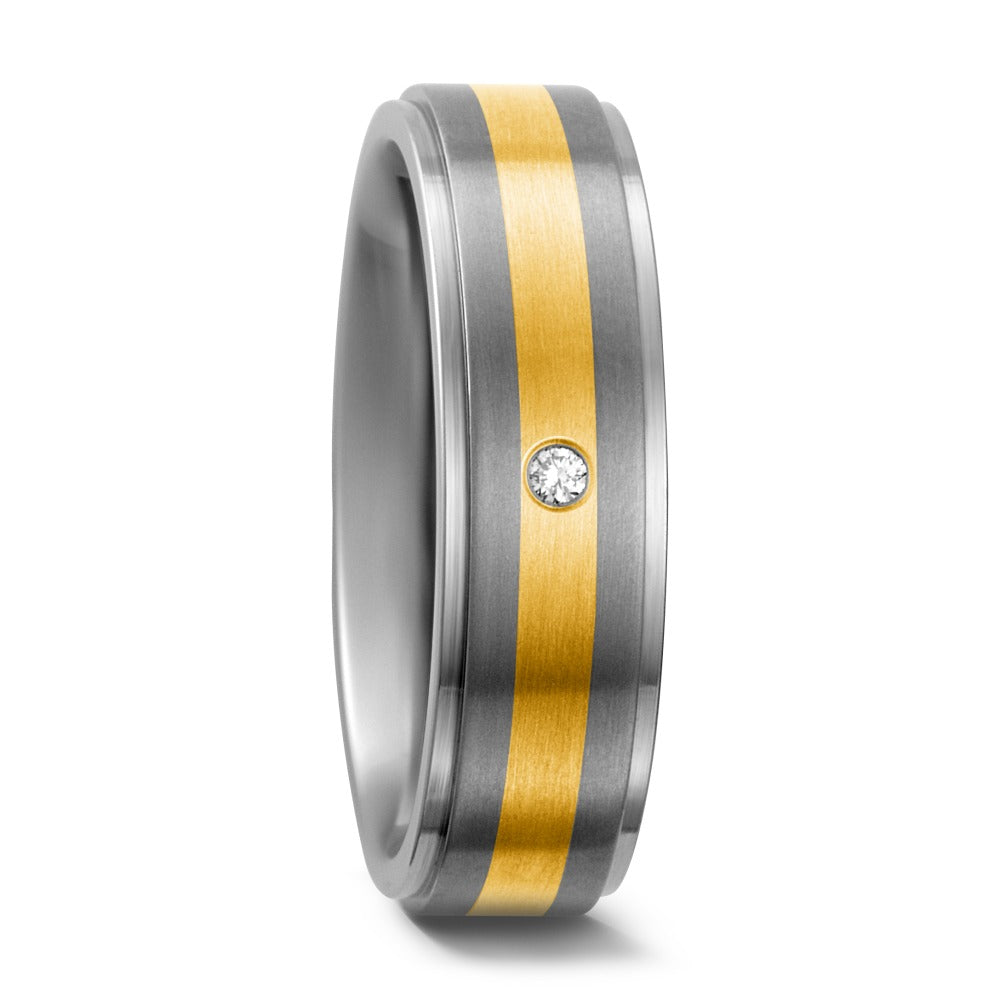 Anillo de dedo Titanio, 750/oro amarillo de 18 quilates Diamante 0.02 ct, w-si