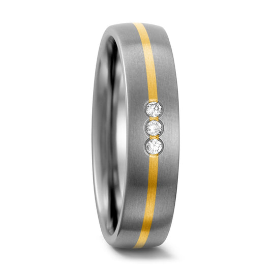 Anillo de pareja Titanio, 750/oro amarillo de 18 quilates Diamante 0.06 ct, w-si