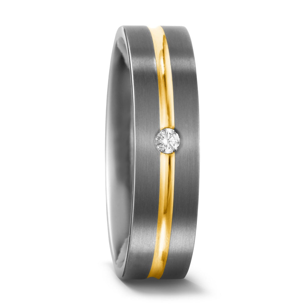 Anillo de pareja Titanio, 750/oro amarillo de 18 quilates Diamante 0.03 ct, w-si