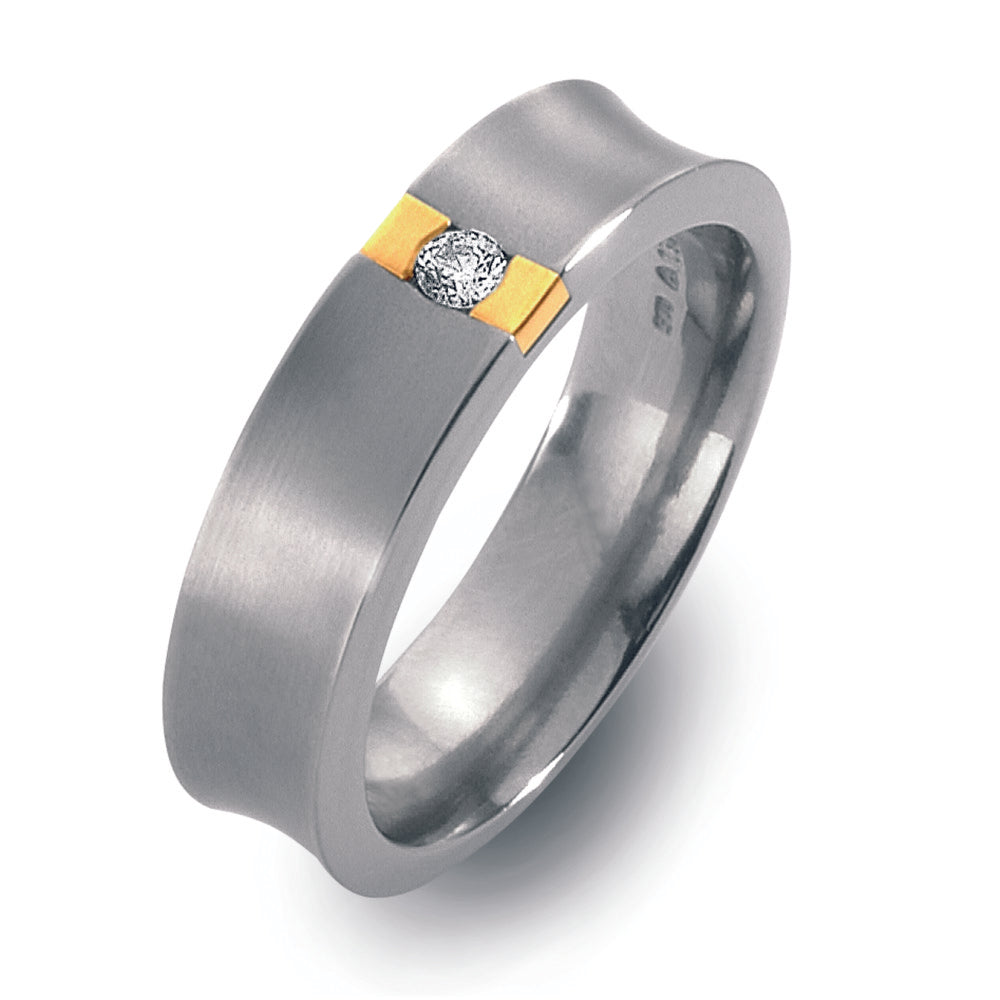 Anillo de dedo Titanio, 750/oro amarillo de 18 quilates Diamante 0.05 ct, w-si